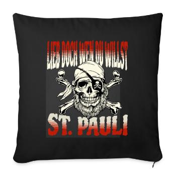 St. Pauli Hamburg Fanartikel St. Pauli - Sofa pillowcase 17,3'' x 17,3'' (45 x 45 cm) - black - Front