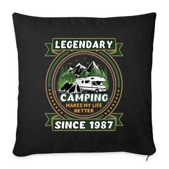 Legendär seit 1987 Camping Geschenk Geburtsjahr - Sofakissenbezug 45 x 45 cm - Schwarz - Vorne