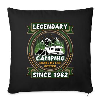 Legendär seit 1982 Camping Geschenk Geburtsjahr - Sofakissenbezug 45 x 45 cm - Schwarz - Vorne