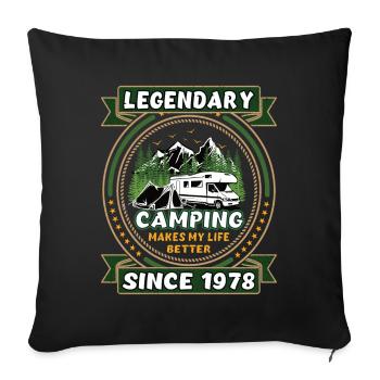 Legendär seit 1978 Camping Geschenk Geburtsjahr - Sofakissenbezug 45 x 45 cm - Schwarz - Vorne