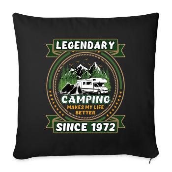 Legendär seit 1972 Camping Geschenk Geburtsjahr - Sofakissenbezug 45 x 45 cm - Schwarz - Vorne