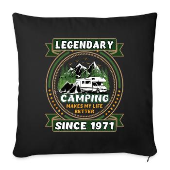 Legendär seit 1971 Camping Geschenk Geburtsjahr - Sofakissenbezug 45 x 45 cm - Schwarz - Vorne
