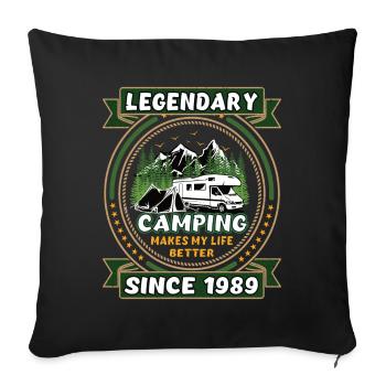 Legendär seit 1989 Camping Geschenk Geburtsjahr - Sofakissenbezug 45 x 45 cm - Schwarz - Vorne