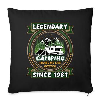 Legendär seit 1981 Camping Geschenk Geburtsjahr - Sofakissenbezug 45 x 45 cm - Schwarz - Vorne