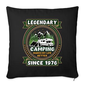 Legendär seit 1976 Camping Geschenk Geburtsjahr - Sofakissenbezug 45 x 45 cm - Schwarz - Vorne
