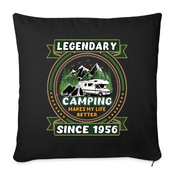 Legendär seit 1956 Camping Geschenk Geburtsjahr - Sofakissenbezug 45 x 45 cm - Schwarz - Vorne