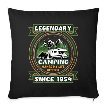 Legendär seit 1954 Camping Geschenk Geburtsjahr - Sofakissenbezug 45 x 45 cm - Schwarz - Vorne
