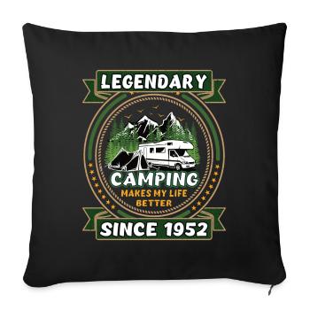 Legendär seit 1952 Camping Geschenk Geburtsjahr - Sofakissenbezug 45 x 45 cm - Schwarz - Vorne