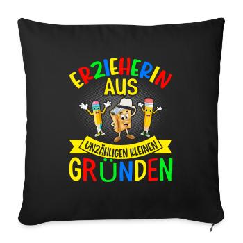 Erzieherin schönes Abschiedsgeschenk - Sofakissenbezug 45 x 45 cm - Schwarz - Vorne