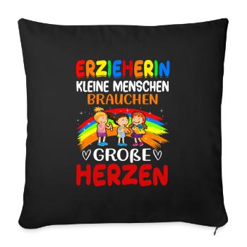 Erzieherin Kindergarten Abschiedsgeschenk - Sofakissenbezug 45 x 45 cm - Schwarz - Vorne