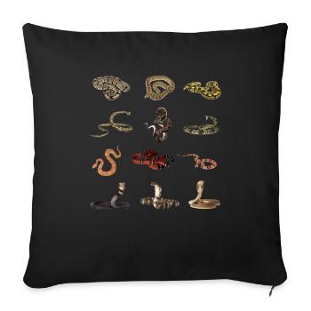 Verschiedene Schlangenarten - Sofakissenbezug 45 x 45 cm - Schwarz - Vorne