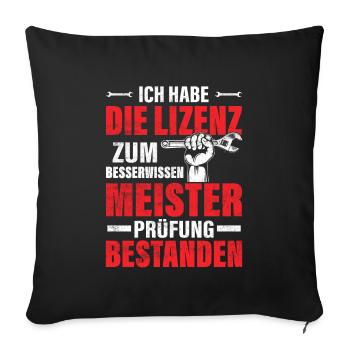 Meisterprüfung Bestanden Mechaniker Schlosser - Sofakissenbezug 45 x 45 cm - Schwarz - Vorne
