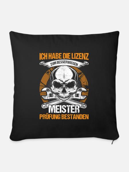 Meisterprüfung bestanden Lizenz zum Besserwisser - Sofakissenbezug 45 x 45 cm - Schwarz