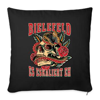 Bielefeld Frau Geschenk es eskaliert eh Frauen - Sofakissenbezug 45 x 45 cm - Schwarz - Vorne