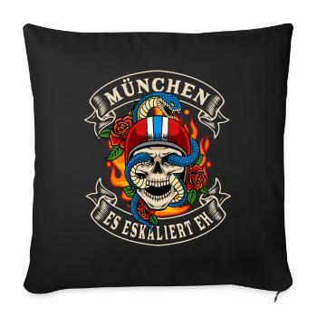 Munich biker cadeau il escalade de toute façon Munich - Housse de coussin décorative 45 x 45 cm - noir - Devant