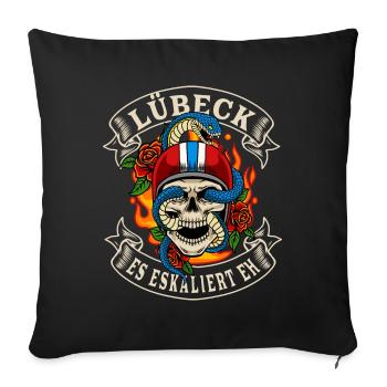 Lübeck biker gift it escalates anyway Lübeck - Sofa pillowcase 17,3'' x 17,3'' (45 x 45 cm) - black - Front