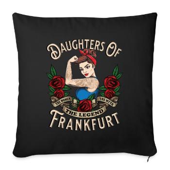 Frankfurt Frau Geschenk filles de Francfort - Housse de coussin décorative 45 x 45 cm - noir - Devant