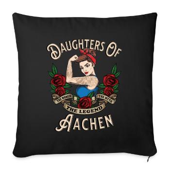 Aix-la-Chapelle Frau Geschenk filles d’Aix-la-Chapelle Frauen - Housse de coussin décorative 45 x 45 cm - noir - Devant