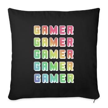 Gamer Rainbow Mehrfachdruck - Sofakissenbezug 45 x 45 cm - Schwarz - Vorne