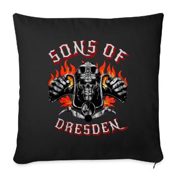 Dresde Biker Geschenk fils de Dresde - Housse de coussin décorative 45 x 45 cm - noir - Devant