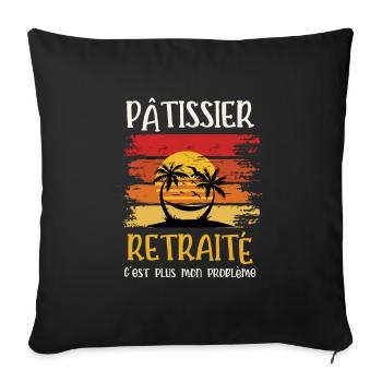 pâtissier retraité - Housse de coussin décorative 45 x 45 cm - noir - Devant