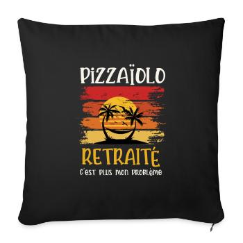 pizzaïolo retraité - Housse de coussin décorative 45 x 45 cm - noir - Devant