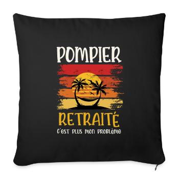 pompier retraité - Housse de coussin décorative 45 x 45 cm - noir - Devant