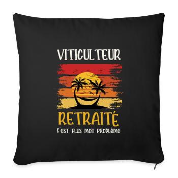 viticulteur retraité - Housse de coussin décorative 45 x 45 cm - noir - Devant