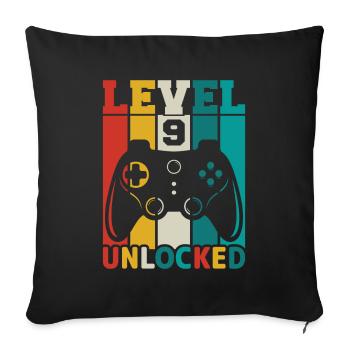 9 Jahre 9. Geburtstag Level freigeschaltet Gaming - Sofakissenbezug 45 x 45 cm - Schwarz - Vorne