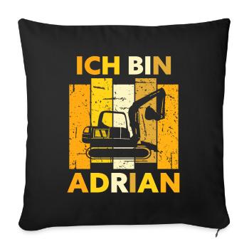 Adrian Geschenk Name Namensschild Geburtstag - Sofakissenbezug 45 x 45 cm - Schwarz - Vorne
