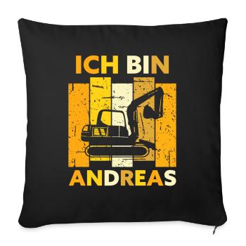 Andreas Geschenk Name Namensschild Geburtstag - Sofakissenbezug 45 x 45 cm - Schwarz - Vorne