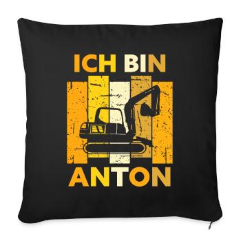 Anton Geschenk Name Namensschild Geburtstag - Sofakissenbezug 45 x 45 cm - Schwarz - Vorne