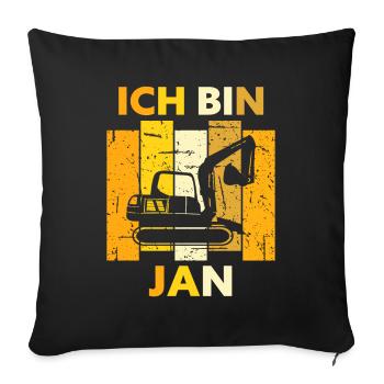 Jan Geschenk Name Namensschild Geburtstag - Sofakissenbezug 45 x 45 cm - Schwarz - Vorne