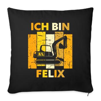 Felix Geschenk Name Namensschild Geburtstag - Sofakissenbezug 45 x 45 cm - Schwarz - Vorne