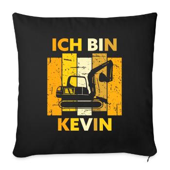 Kevin Geschenk Name Namensschild Geburtstag - Sofakissenbezug 45 x 45 cm - Schwarz - Vorne