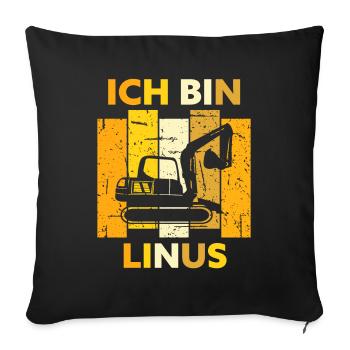 Linus Geschenk Name Namensschild Geburtstag - Sofakissenbezug 45 x 45 cm - Schwarz - Vorne