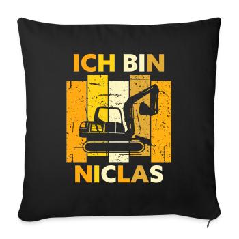 Niclas Geschenk Name Namensschild Geburtstag - Sofakissenbezug 45 x 45 cm - Schwarz - Vorne
