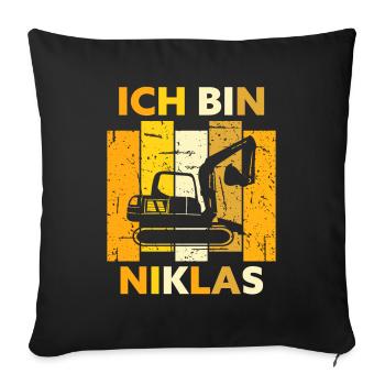 Niklas Geschenk Name Namensschild Geburtstag - Sofakissenbezug 45 x 45 cm - Schwarz - Vorne