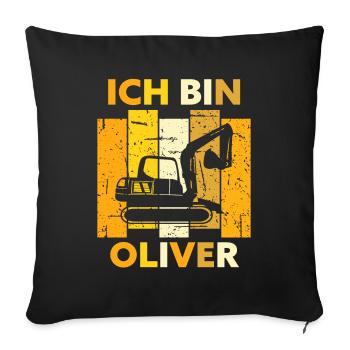 Oliver Geschenk Name Namensschild Geburtstag - Sofakissenbezug 45 x 45 cm - Schwarz - Vorne