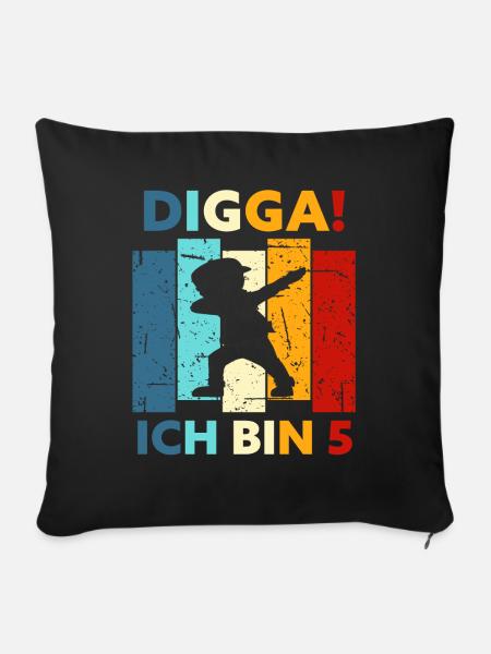 5 Geschenk 5. Geburtstag Geburtstagsgeschenk - Sofakissenbezug 45 x 45 cm - Schwarz