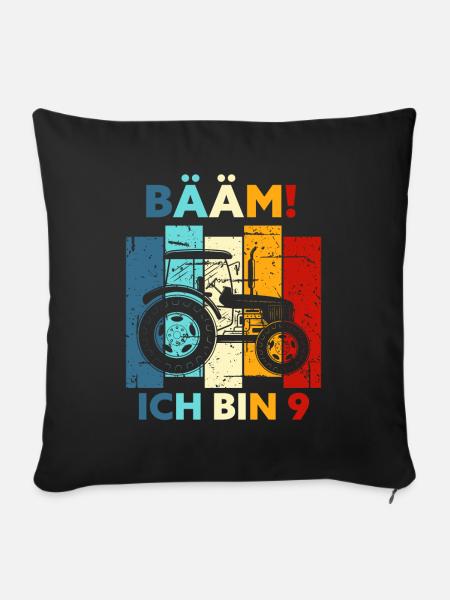 9. Geburtstag 9 Jahre Geschenk Neun Traktor - Sofakissenbezug 45 x 45 cm - Schwarz