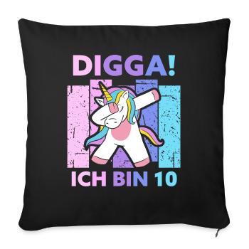 10. Geburtstag Geschenk 10 Jahre Einhorn Zehn - Sofakissenbezug 45 x 45 cm - Schwarz - Vorne