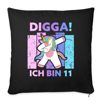 11. Geburtstag Geschenk 11 Jahre Einhorn Elf - Sofakissenbezug 45 x 45 cm - Schwarz - Vorne