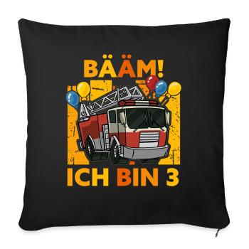 3. Geburtstag 3 Jahre Drei Geschenk Feuerwehr Auto - Sofakissenbezug 45 x 45 cm - Schwarz - Vorne