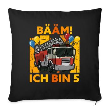 5. Geburtstag 5 Jahre Geschenk Feuerwehr Auto Jahr - Sofakissenbezug 45 x 45 cm - Schwarz - Vorne
