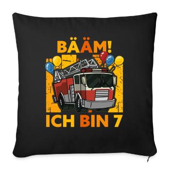 7. Geburtstag 7 Jahre Geschenk Feuerwehr Auto Jahr - Sofakissenbezug 45 x 45 cm - Schwarz - Vorne