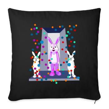 Cool bunny party with pink star - pure joie de vivre - Sofa pillowcase 17,3'' x 17,3'' (45 x 45 cm) - black - Front