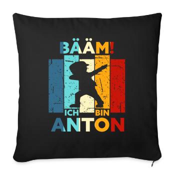 Anton Geschenk Name Vorname Geburtstag - Sofakissenbezug 45 x 45 cm - Schwarz - Vorne