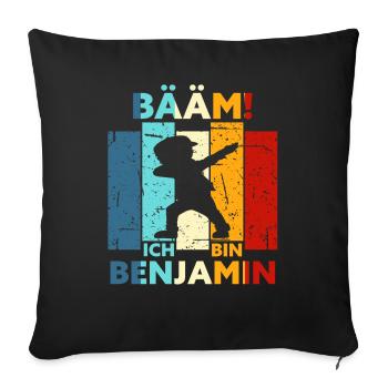 Benjamin Geschenk Name Vorname Geburtstag - Sofakissenbezug 45 x 45 cm - Schwarz - Vorne