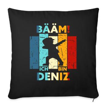 Deniz Geschenk Name Vorname Geburtstag - Sofakissenbezug 45 x 45 cm - Schwarz - Vorne